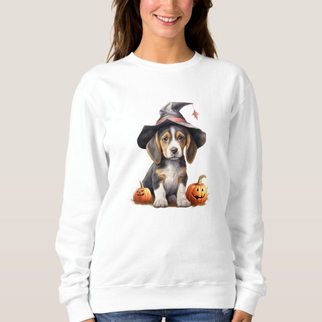 Beagle Puppy Halloween Sweatshirt T Shirt (Framsida)