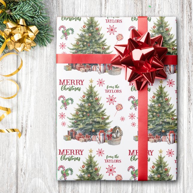 Beagle Puppy Hund under Julgran Presentpapper (Skapare uppladdad)