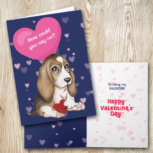 Beagle Puppy Hur kan du säga nej Valentine? Helgkort (Skapare uppladdad)