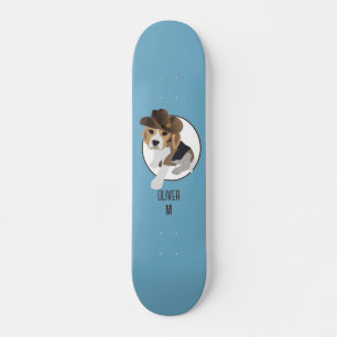 BEAGLE PUPPY LAND HAT TECKNAD BLUE NAMN MINI SKATEBOARD BRÄDA 18,5 CM