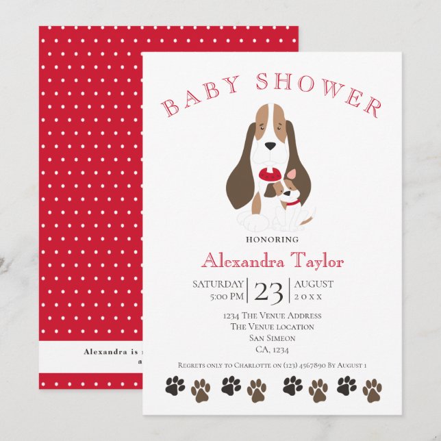 Beagle Puppy och Mamma Baby Shower Personlig Inbjudningar (Fram/baksida)