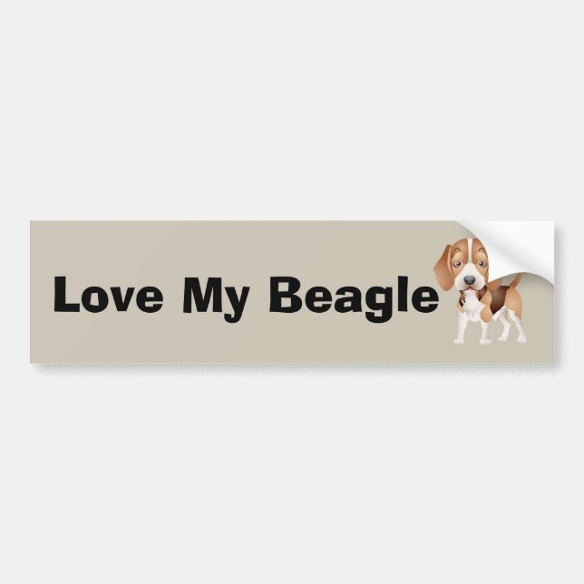 Beagle Puppy Tecknad Bildekal (Framsidan)