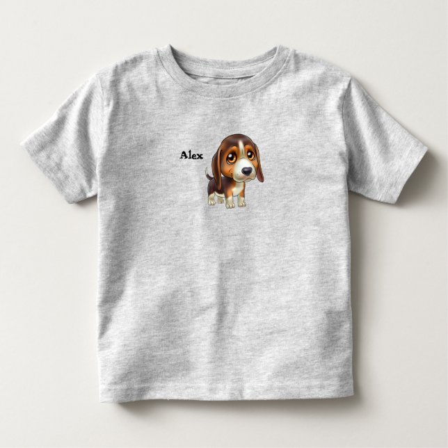 Beagle Puppy Tecknad T Shirt (Framsida)