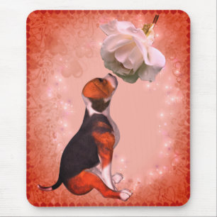 Beagle Puppy Vit ros Hund Musmatta
