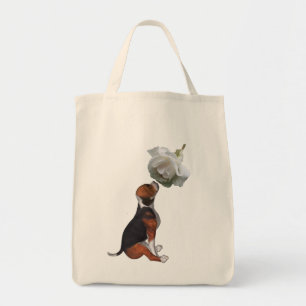 Beagle Puppy Vit ros Tote Bag Tygkasse