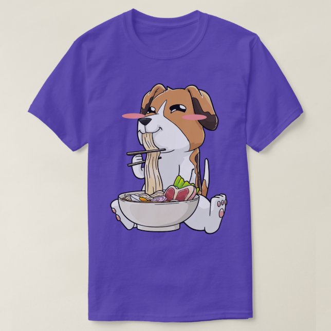 Beagle Ramen Noodles Kawaii T Shirt (Design framsida)