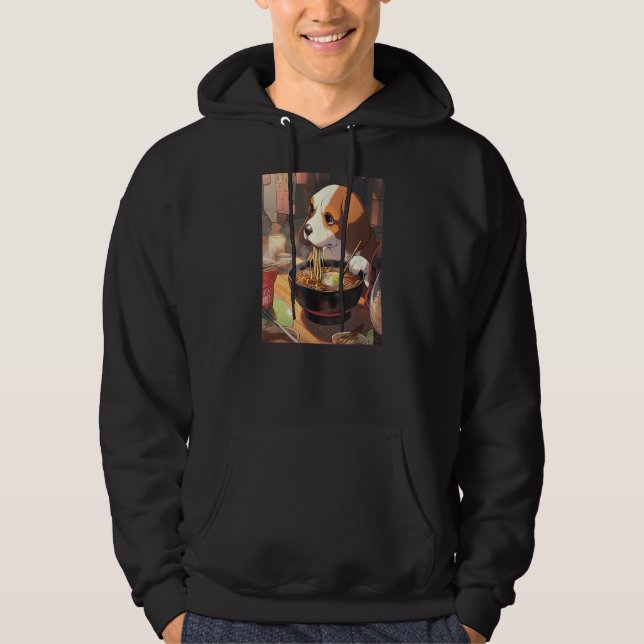 Beagle Ramen Rolig hund Japansk Food Hoodie (Framsida)