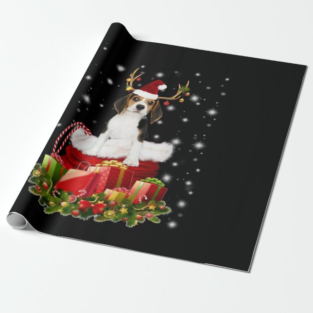 Beagle Reindeer - julgåva Presentpapper (Utrullad)