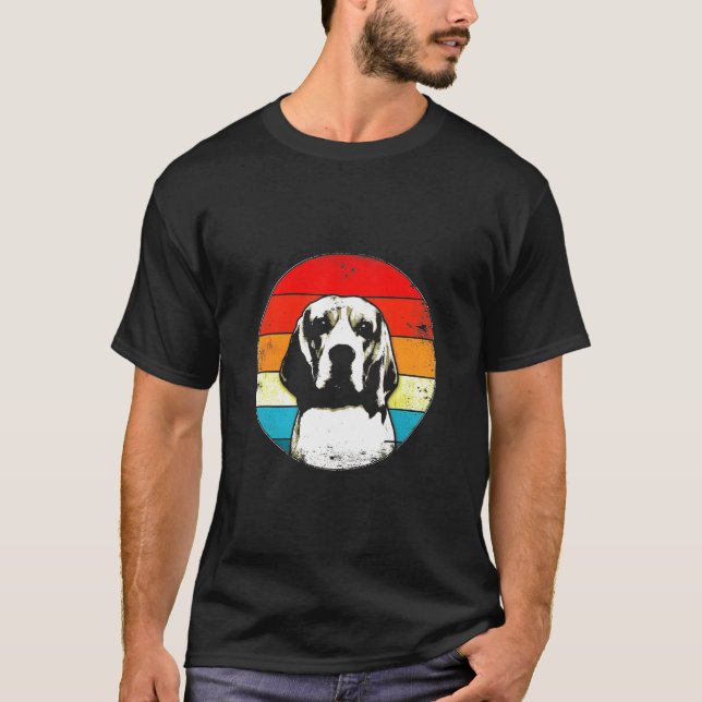 Beagle Retro Hund Mamma Pappa T Shirt (Framsida)