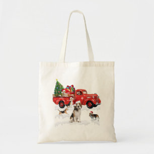 Beagle rider röd lastbil julafton god jul s tygkasse