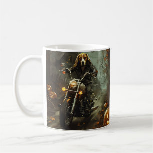 Beagle Riding Motorcycle Halloween Scary Kaffemugg