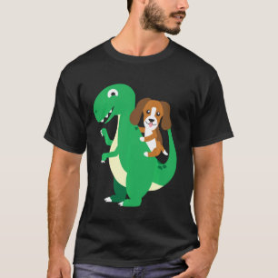 Beagle Riding T Rex Coola Dinosaur Dino Hund Hallo Shirt