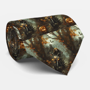 Beagle Ridning Motorcykel Halloween Skräckinjagand Slips