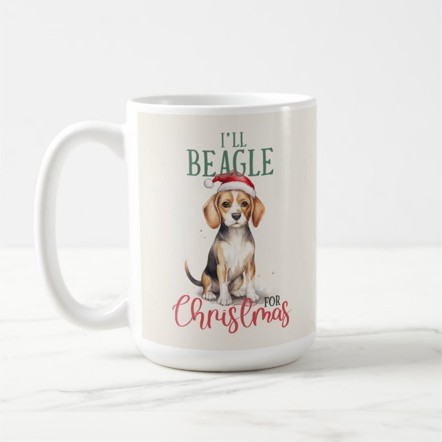 Beagle Rolig hund Pun-julkaffe Mugg (Vänster)
