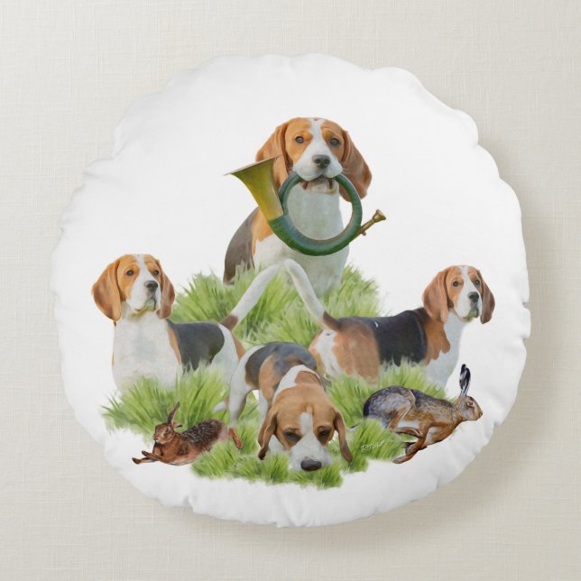 Beagle Rund Kudde (Framsidan)