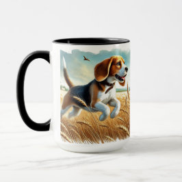 Beagle Running Thru Fält-kaffe Mugg Kopp