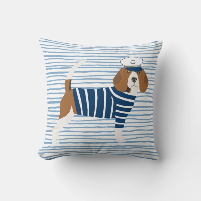 Beagle sailor hund söt nautisk sjöman, hund kudde (Framsida)