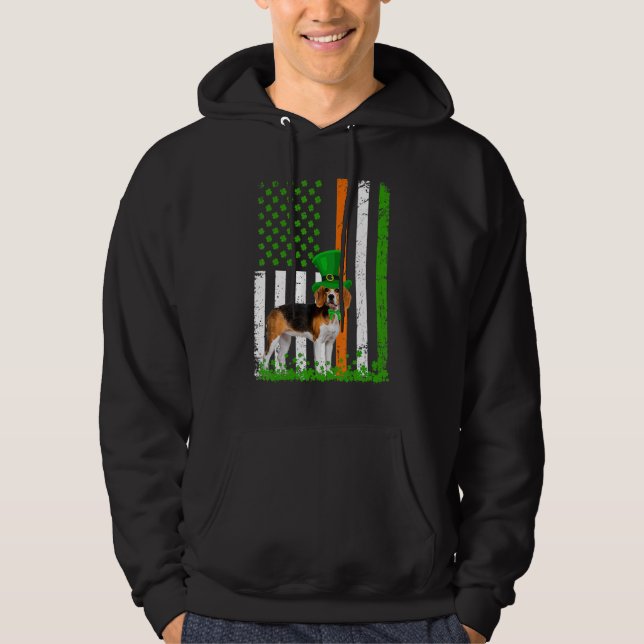 Beagle Saint Patrick's Day Dogs Lover American Fla Hoodie (Framsida)