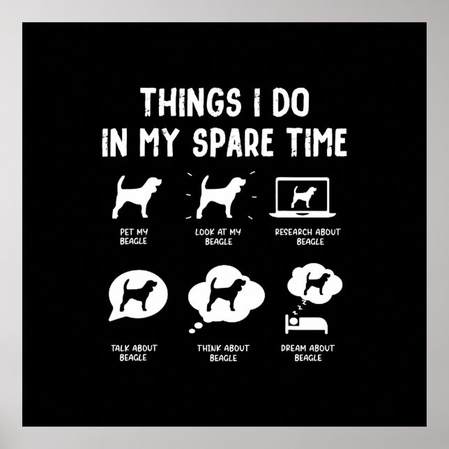 Beagle Sak Do Spare Time/ Funny Beagle Poster (Framsidan)