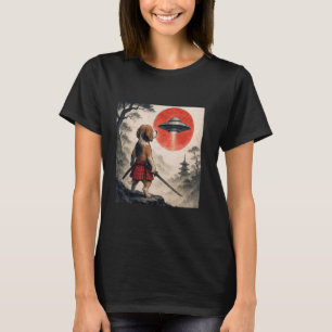 Beagle Samurai UFO Vintage Japansk Ukiyo-e Hund Lo T Shirt