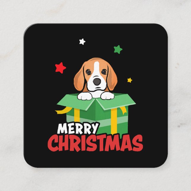 Beagle Santa Hundälskare God jul Julafton Fyrkantigt Visitkort (Framsida)