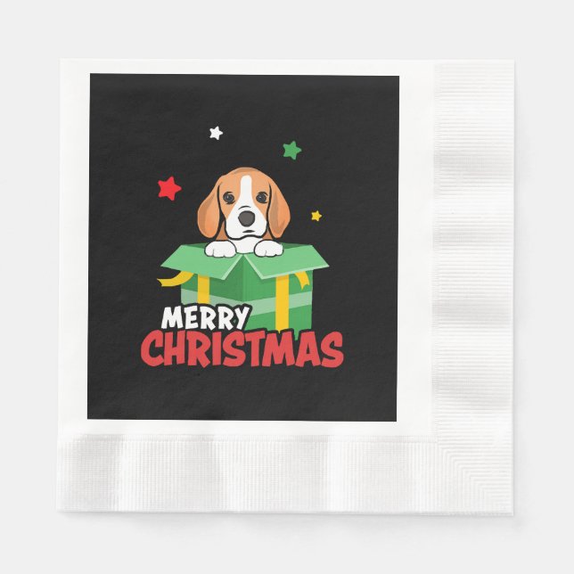 Beagle Santa Hundälskare God jul Julafton Pappersservett (Framsidan)