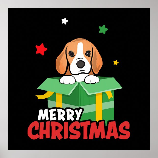Beagle Santa Hundälskare God Jul Xmas  Poster (Framsidan)
