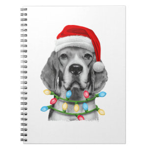 Beagle Santa Julgran Ljus Julafton Boys Manar D Anteckningsbok