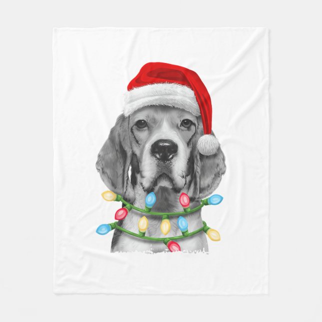 Beagle Santa Julgran Ljus Julafton Boys Manar D Fleecefilt (Framsidan)