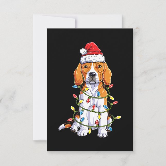 Beagle Santa Julgran Ljus Julafton Gifts Boys OSA Kort (Framsida)