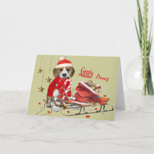 Beagle Santa och kompisgåvor Helgkort