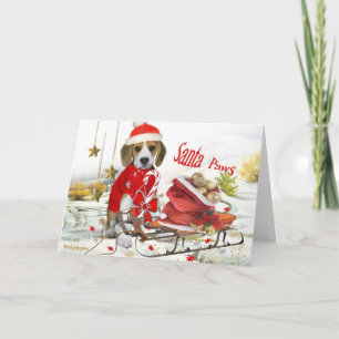 Beagle Santa och vängåvor Helgkort