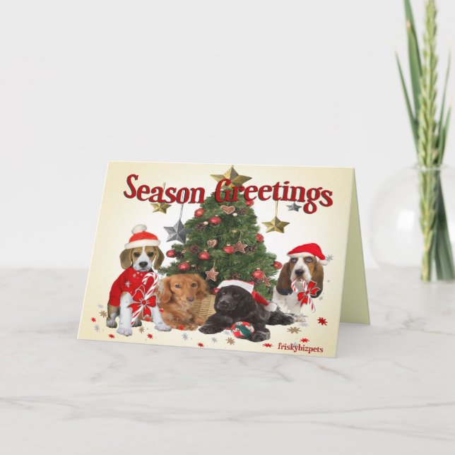 Beagle Santa och vängåvor Helgkort (Framsida)