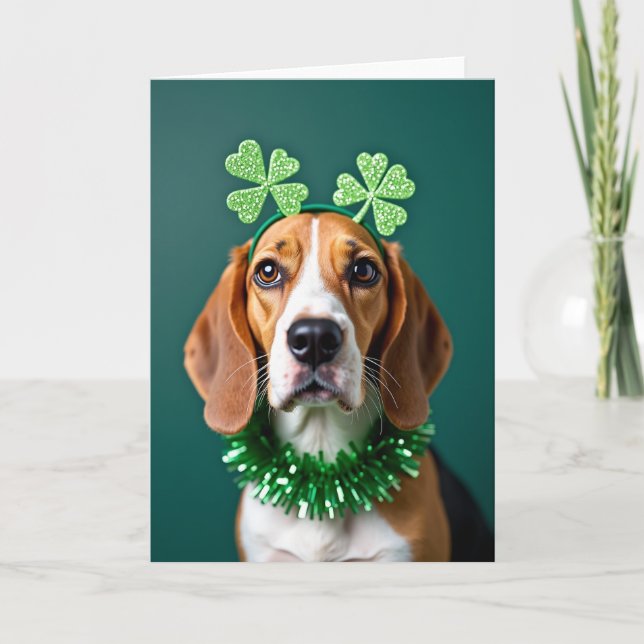 Beagle Shamrock Julkort Kort (Framsida)