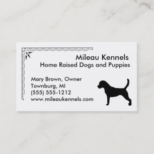 Beagle Silhouette Black and White Pet Visitkort