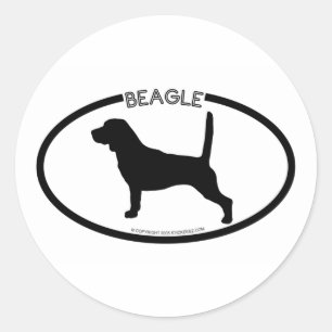 Beagle Silhouette Black Sticker Runt Klistermärke