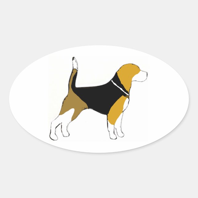 beagle silhouette-dekal ovalt klistermärke (Framsida)