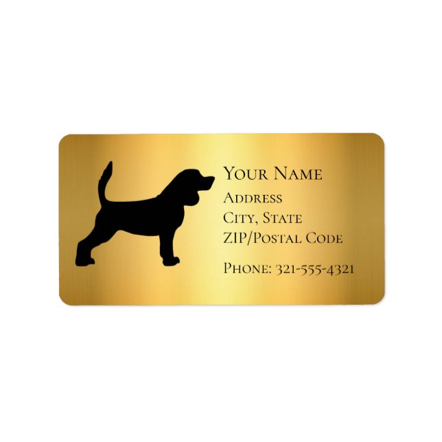 Beagle Silhouette-etikett Adressetikett (Framsidan)