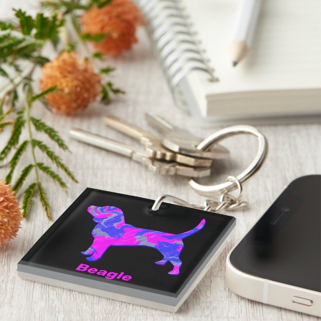Beagle Silhouette Shock rosa & Blue (Högra Framsidan)