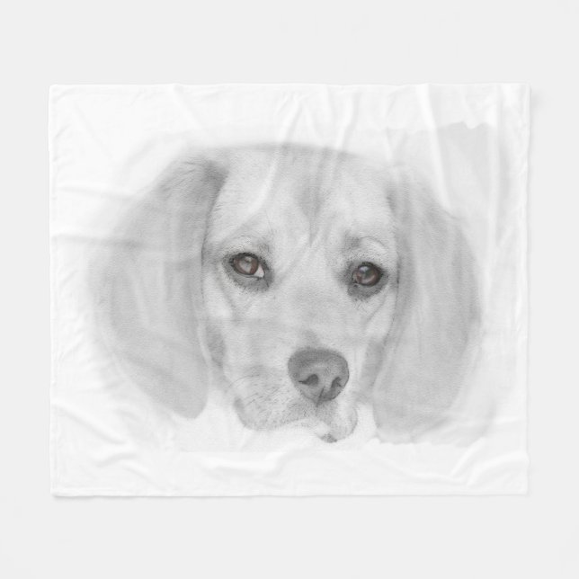 Beagle Sketch Fleece Blanket (Framsidan (Horisontell))