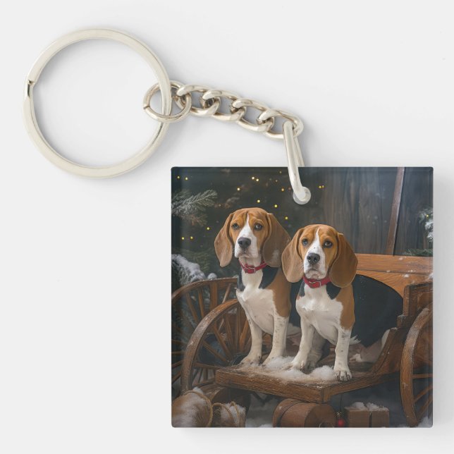 Beagle Snöig släde juldekoration (Framsidan)