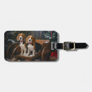 Beagle Snöig släde juldekoration Bagagebricka