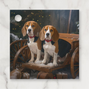 Beagle Snöig släde juldekoration Gåvor Etiketter