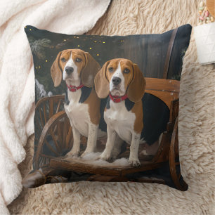 Beagle Snöig släde juldekoration Kudde