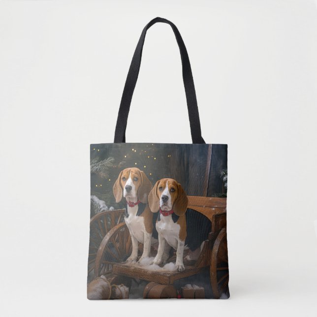 Beagle Snöig släde juldekoration Tygkasse (Framsida)