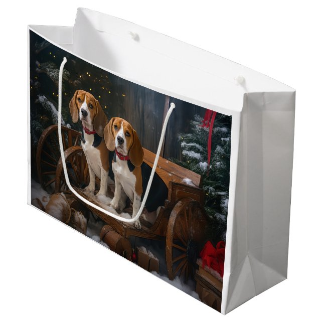 Beagle Snowy Sleigh-juldekretet (Framsidan Vinklad)