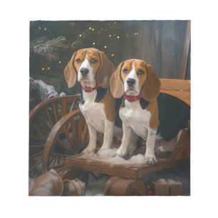 Beagle Snowy Sleigh-juldekretet Anteckningsblock