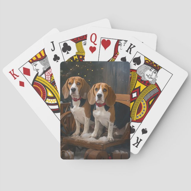 Beagle Snowy Sleigh-juldekretet Casinokort (Baksidan)
