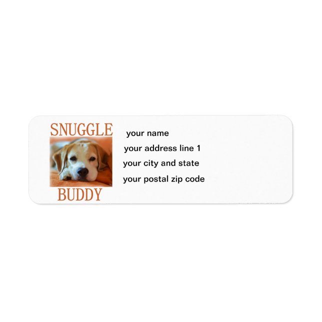 beagle snuggle kompis returadress etikett (Framsidan)