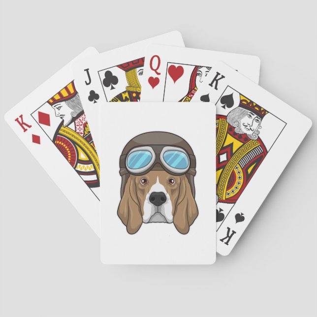 Beagle som pilot med pilotthat casinokort (Baksidan)